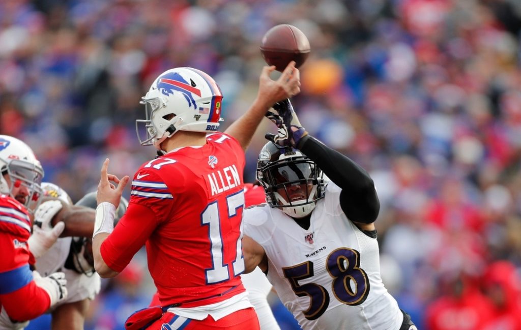 Ravens defense pressures Josh Allen.