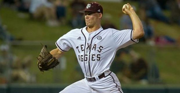 Lacy pitching at Texas A&M.