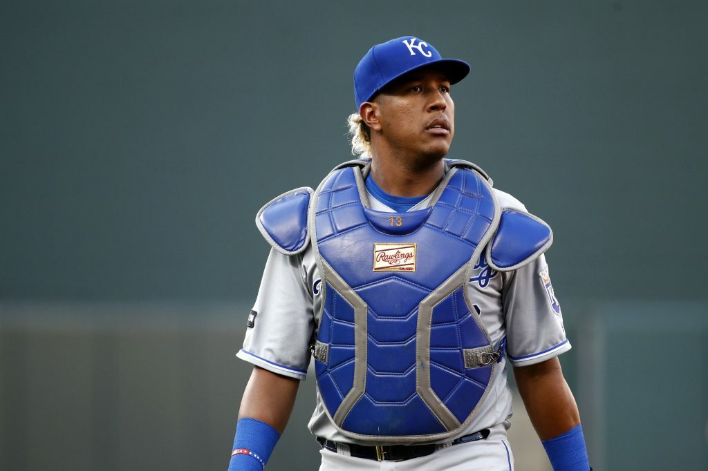 Salvador Perez walking during the 2018 season.