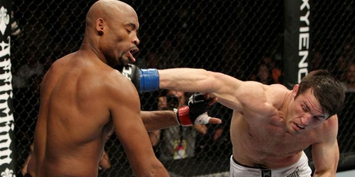 Anderson Silva being battered by Chael Sonnen