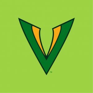 XFL Vipers logo: Green V to symbolize a vipers body, small orange v to symbolize fangs
