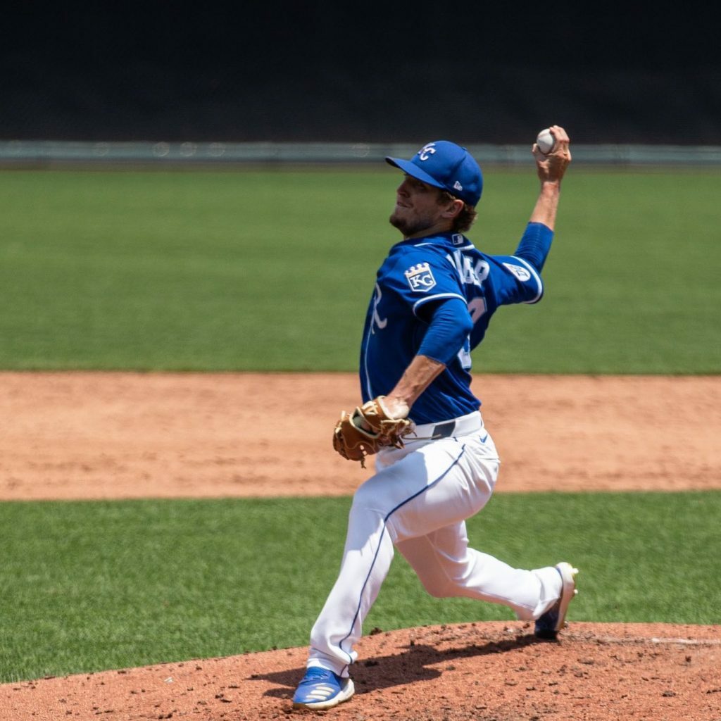 Tyler Zuber pitching. 