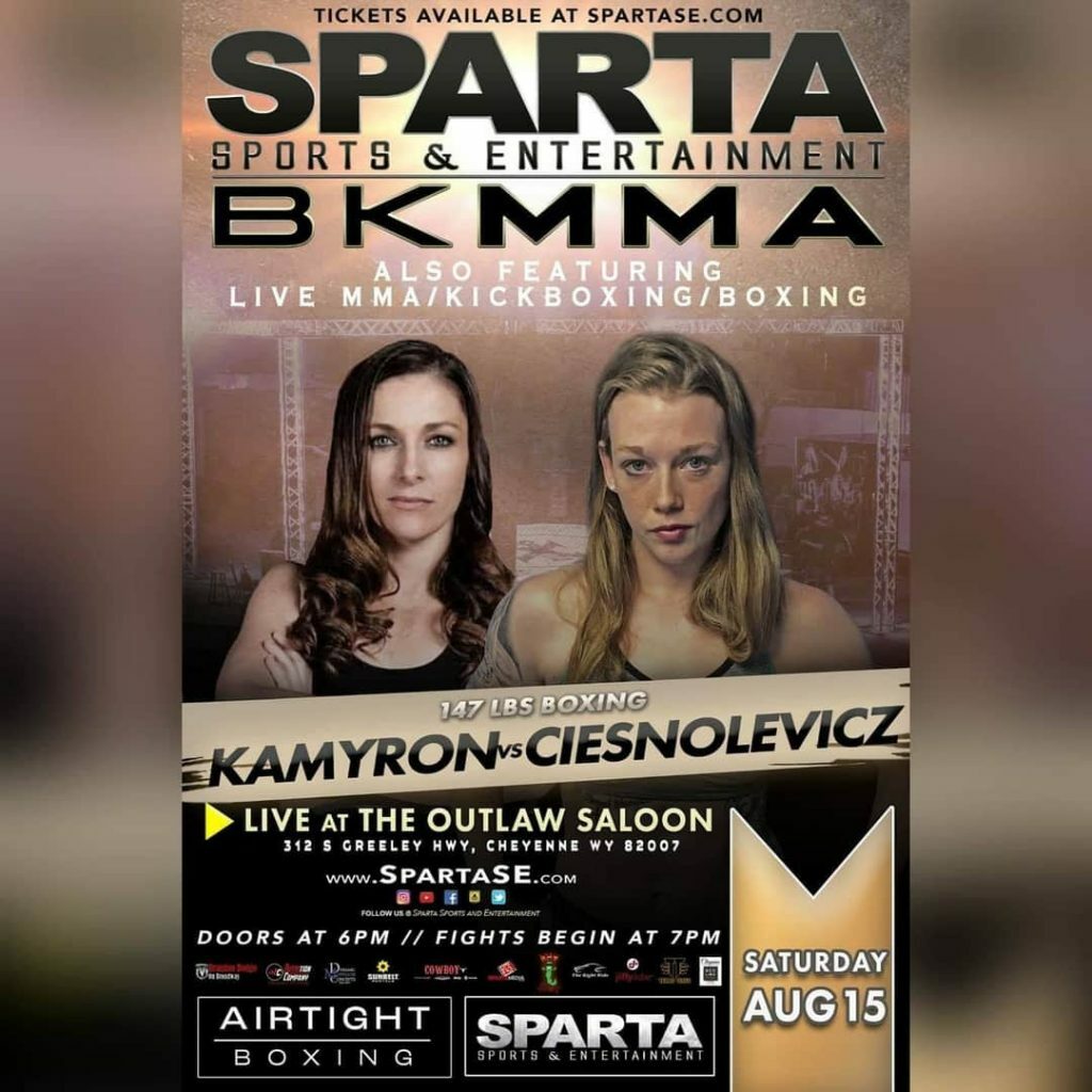 Khortni Kamyron vs Barb Ciesnolevicz fight poster. Courtesy of Sparta Sports and Entertainment.