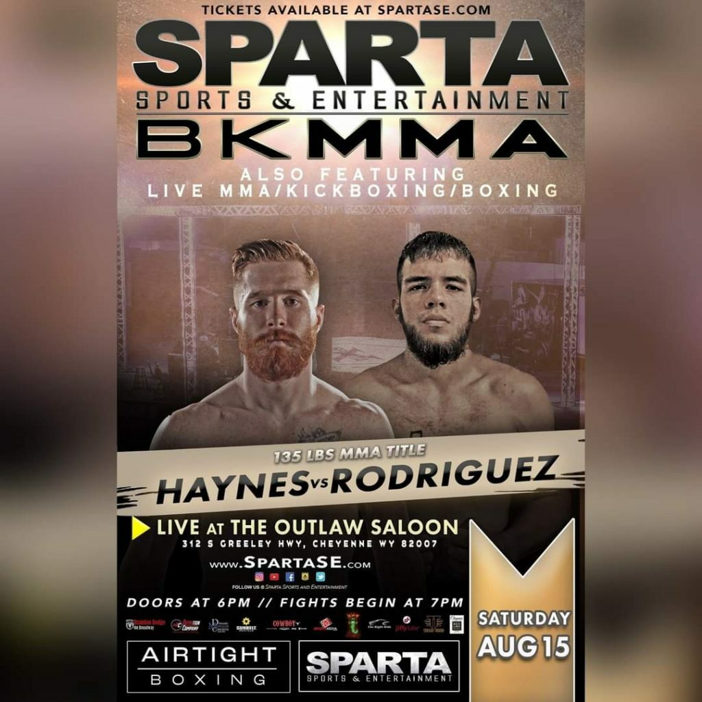 Zac Haynes vs Mario Rodriguez fight poster for Sparta BKMMA event. Courtesy of Sparta Sports and Entertainment.