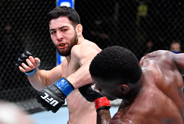 Nassourdine Imavov punching Phil Hawes at UFC Vegas 19