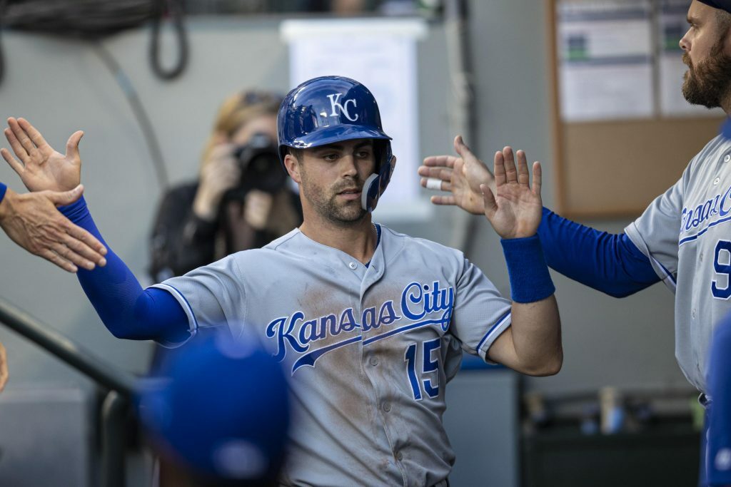 Whit Merrifield in the dugout.