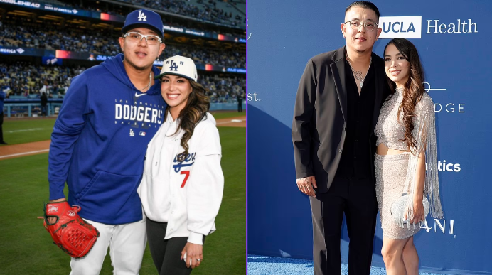 Julio Urias and Daisy Perez attend the Los Angeles Dodgers News Photo -  Getty Images