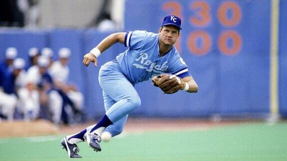 Brett fielding a ball at third base.