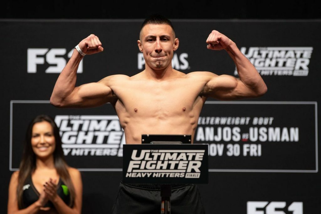Chris Gutierrez flexing eahd of TUF prelims.