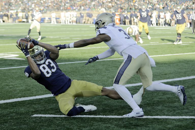 Chase Claypool tied the Notre Dame single game record for receiving TDs with four. 