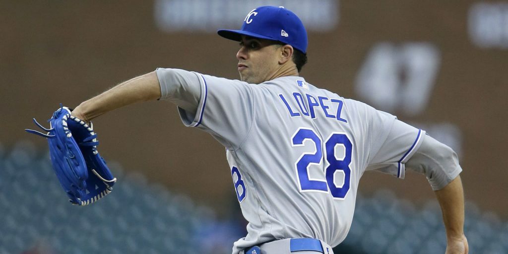 Jorge Lopez pitching during the 2018 season at Detroit.