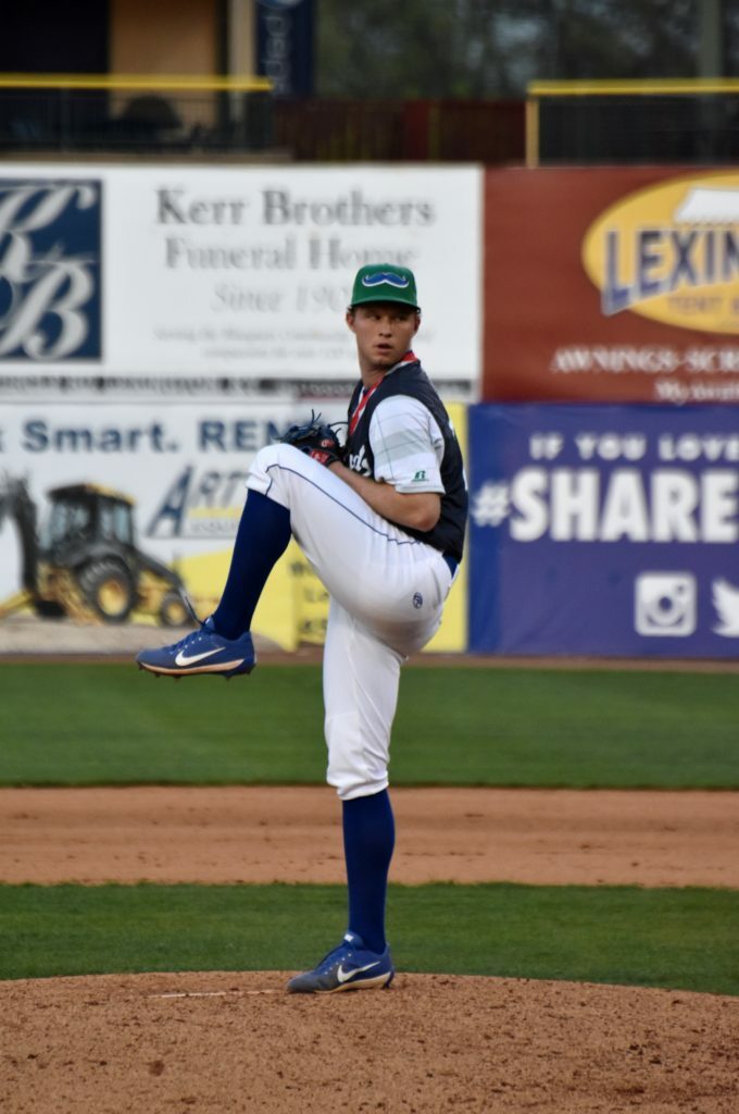 Gavin pitching in a game in 2019.