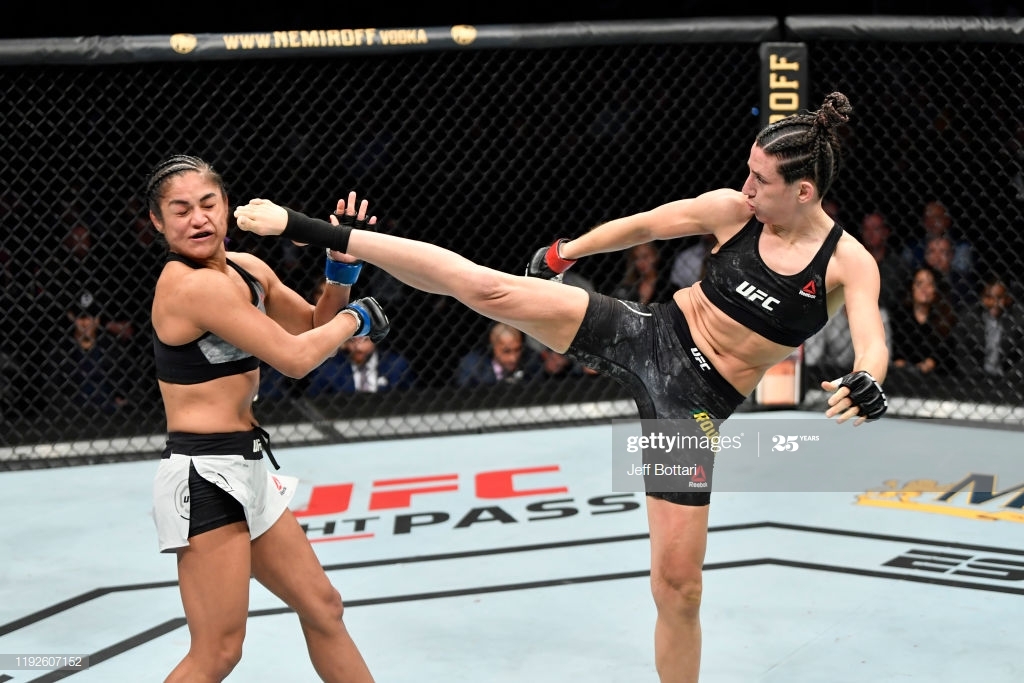 Marina Rodriguez throwing a kick.