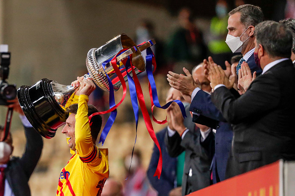 Lionel Messi lifting the Copa Del Rey