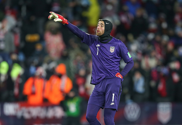 The USMNT's Matt Turner shouts out directions to his teammates in a win against Honduras.
