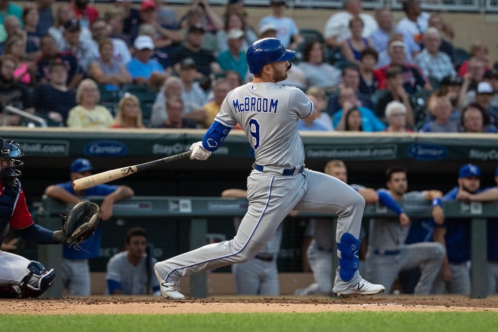 Ryan McBroom hitting. 