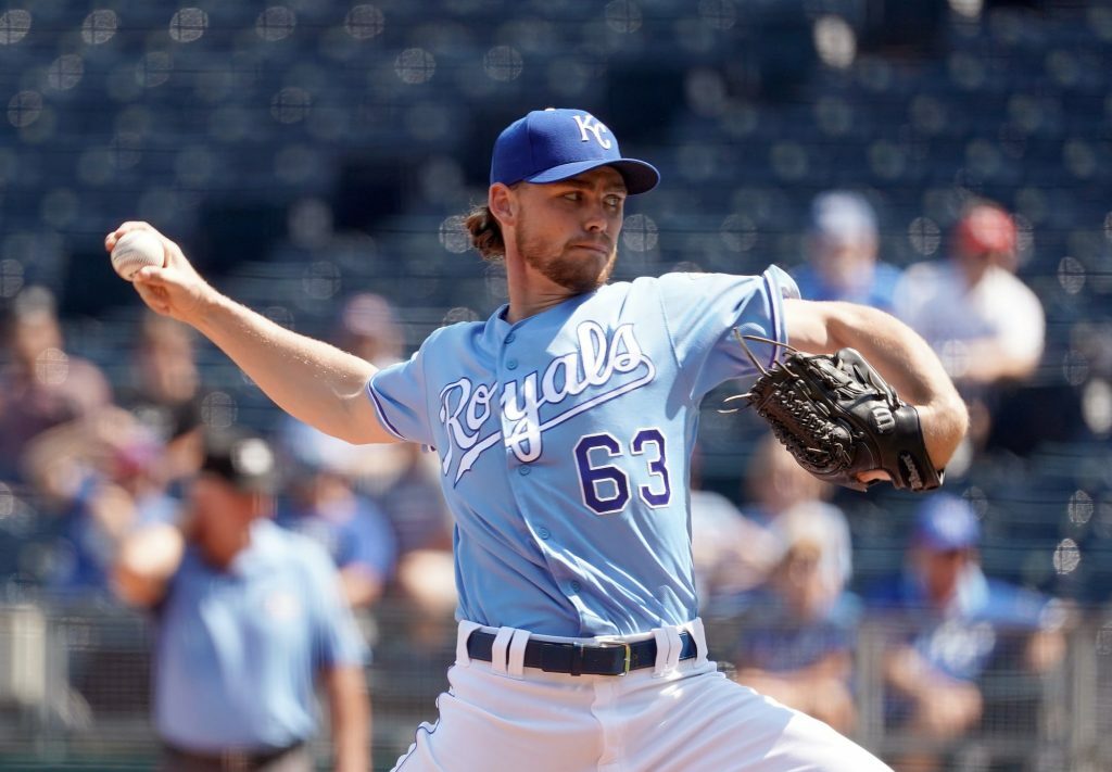 Josh Staumont pitching.