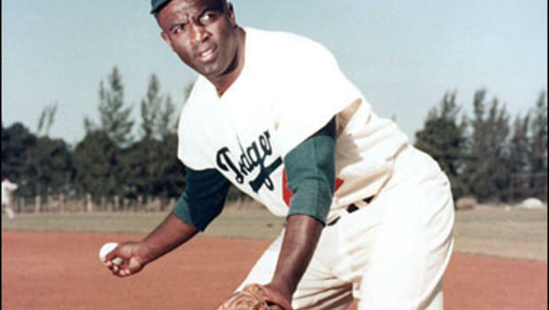 Jackie Robinson throwing. 