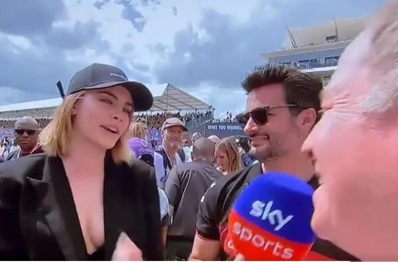 Martin Brundle and Cara Delevingne / Sky Sports F1