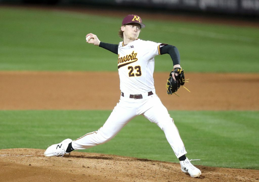 Max Meyer pitching at Minnesota. 