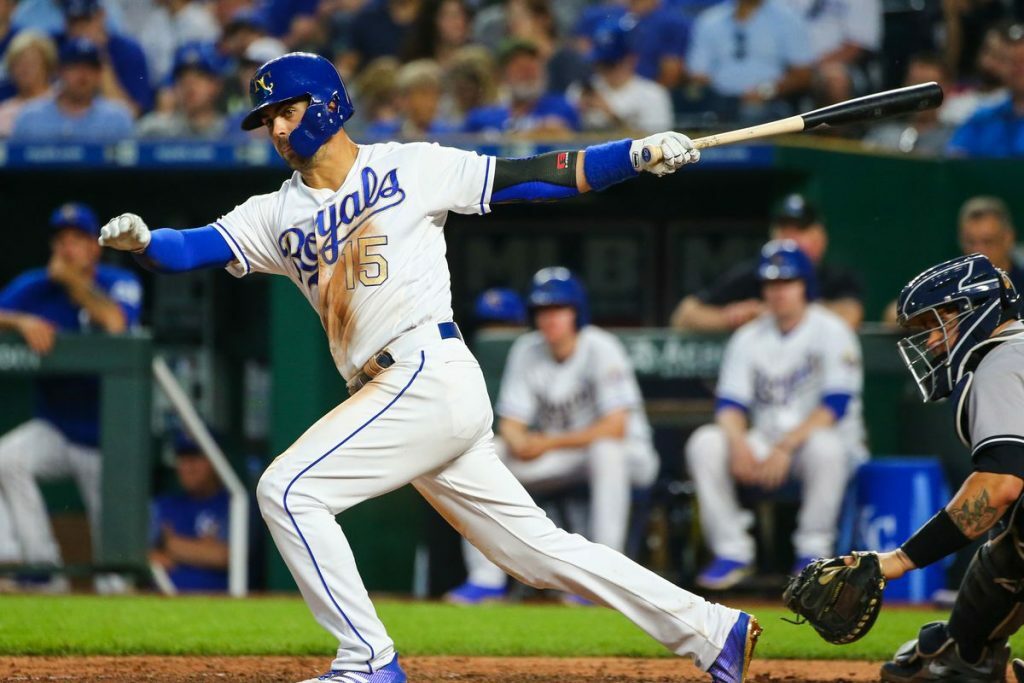 Whit Merrifield hitting.
