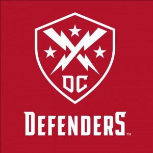Defenders Logo: Red shield with 3 stars, 2 lightning bolts, and DC on it