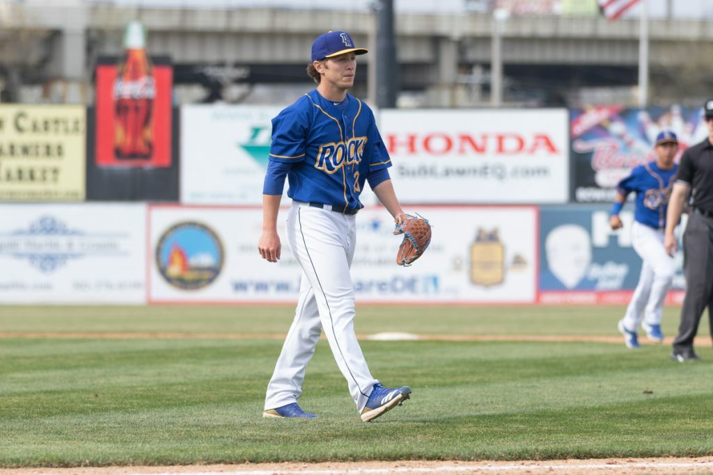 Zuber walking off the mound after a game in High A.